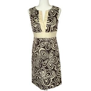 J. McLaughlin Sleeveless Sheath Dress Women's 4 | Brown & Cream | EUC